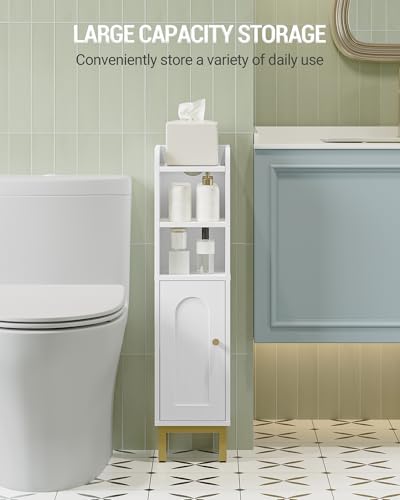 Narrow Bathroom Storage Cabinet with Adjustable Shelf, 33-Inch Tall