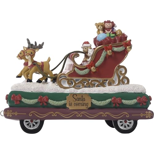 Precious Moments Santa is Coming Resin Figurine - Hand-Painted Christmas Decoration, 5.5 in