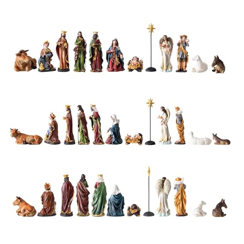 Multicolor 13-Piece Nativity Set, 3.9 Inch Figures - Handcrafted Resin