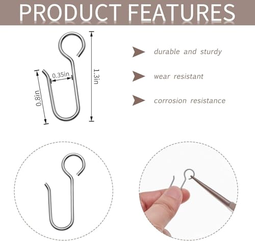60-Piece S-Shaped Metal Curtain Track Hooks - Durable Silver Drape Clips
