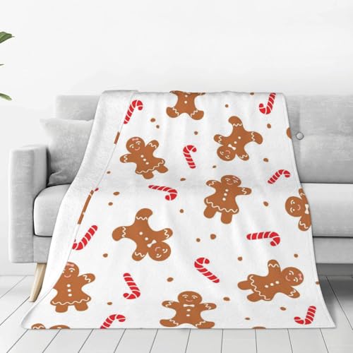 FalePrint Christmas Gingerbread Man Throw Blanket 60x50 Inches Ultra Soft Cozy Flannel Christmas Decor