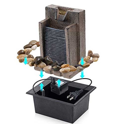 Indoor Tabletop Waterfall Fountain with Color-Changing LED Lights & Rocks
