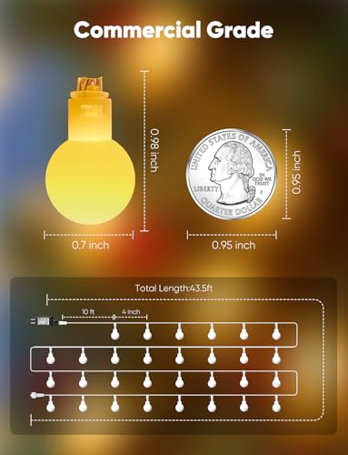 Minetom 33Ft 100 LED Globe String Lights Plug-In Waterproof Warm White