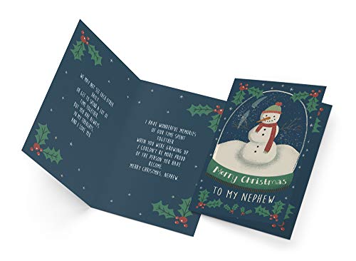 Christmas Card for Nephew - Eco-Friendly Thick Card Stock with Premium Envelope, Made in USA, 5x7.75 inches