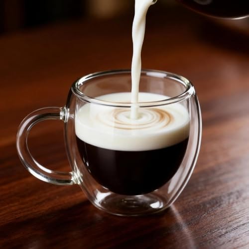 Glenkach 2.5oz Espresso Cups Set of 4 Double Wall Insulated Glass Mugs