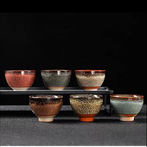 6PCS Handmade Ceramic Tea & Sake Cups Set - Japanese Pottery Collection