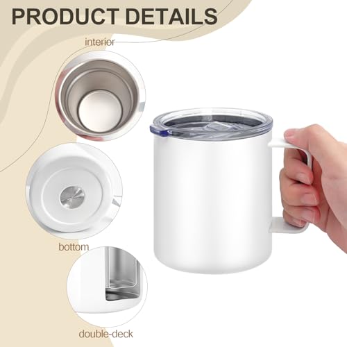 YOUKE OLA 16 Pack Insulated Stainless Steel Travel Coffee Mugs L - 12oz, Handle & Lids