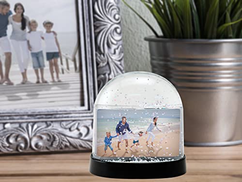 Horizontal Photo Snow Globe with Iridescent Glitter - 3.75 Inch
