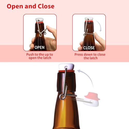 16oz Amber Glass Bottles with Swing Top Flip Caps 10-Pack