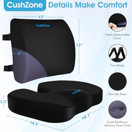 Ergonomic Memory Foam Seat Cushion & Lumbar Support Pillow