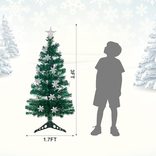 3ft Pre-Lit Fiber Optic Christmas Tree with Multi-Color LED Lights & Star