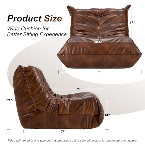 Ergonomic Memory Foam Floor Chair - Faux Leather Bean Bag Lounger