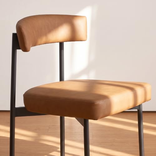 24-Inch Faux Leather Counter Stools with Curved Backrest, Set of 3