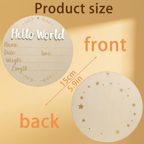 Wooden Baby Birth Announcement Sign with Footprint Ink Pad Set
