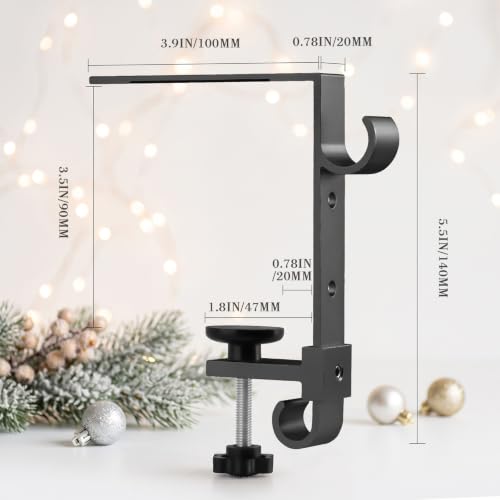 Acrridi 2-in-1 Adjustable Stocking Holder for Mantle, 4pcs Black - No-Tool Garland Hanger