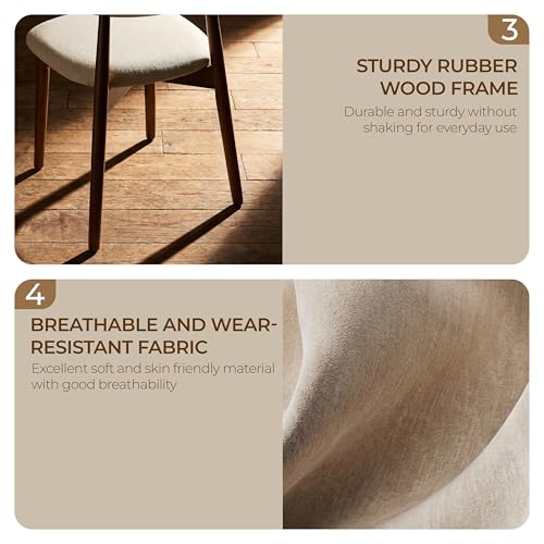 Set of 6 Mid-Century Modern Upholstered Dining Chairs, Velvet Kitchen Chairs