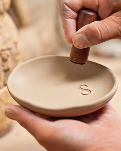 Personalized Ceramic Jewelry Dish with Gold Initial - Ring & Earring Tray - Variation S
