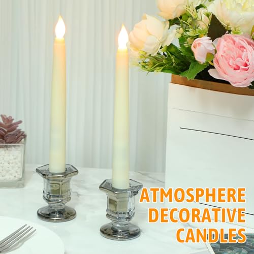 Baquler 50 Pcs 8.5in Ivory Flameless Taper Candles – Bulk LED Candles, 8.5 Inches