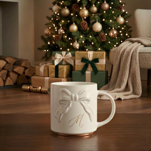 Collective Home 15oz Ceramic Coffee Mug with Gold Bow & Gift Box (M)