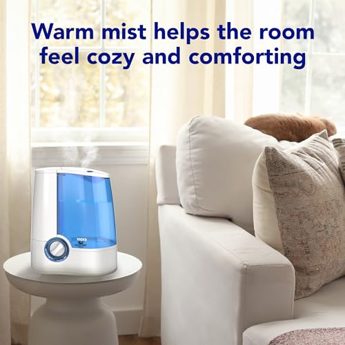 Warm Mist Humidifier 1-Gallon Tank with Auto Shut-Off and Night Light