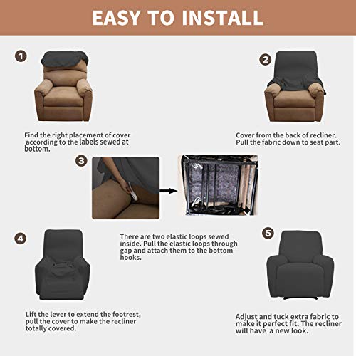 100% Waterproof Recliner Chair Cover - Soft, Leakproof Protector for Pets & Kids, Dark Gray