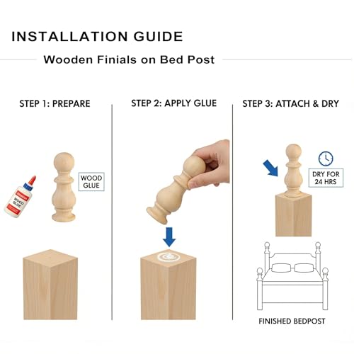 Unfinished Wooden Bed Post Finials, 6.7-inch Decorative Wood Toppers (2 Pack)
