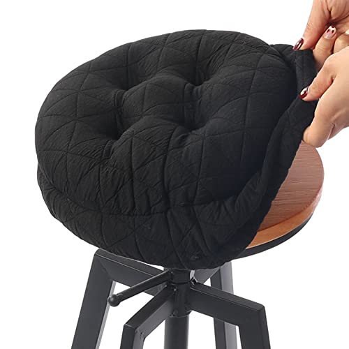 12-Inch Round Bar Stool Cushion with Anti-Skid Silicone Backing, Black