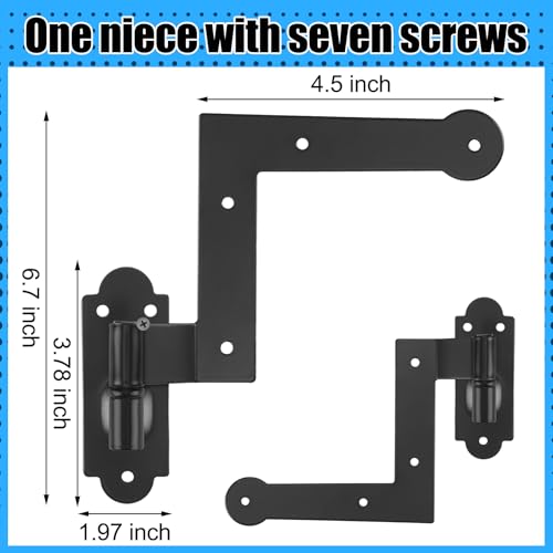 4 Pairs Heavy Duty Wrought Iron Shutter Hinges - Black Powder Coated