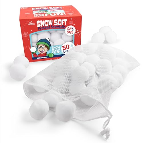 50-Piece Soft Plush Artificial Snowballs Set - Indoor & Outdoor Winter Toys
