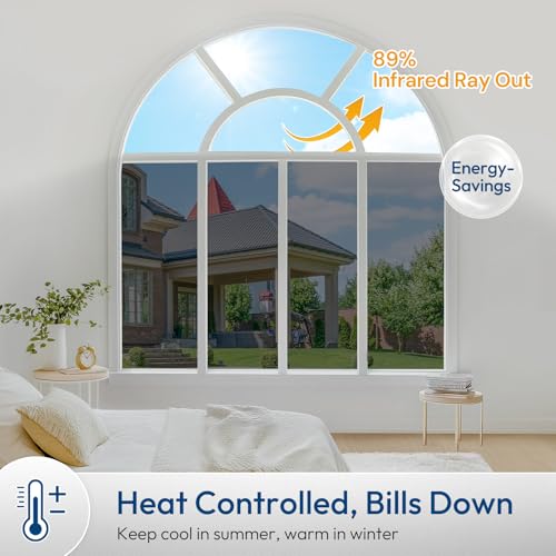 One-Way Privacy Window Film, Black Silver, 17.5" x 78.7" - Heat Control & UV Protection