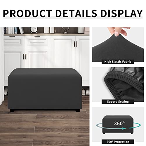 XX-Large Waterproof Ottoman Cover - Dark Gray Slipcover for Footstool