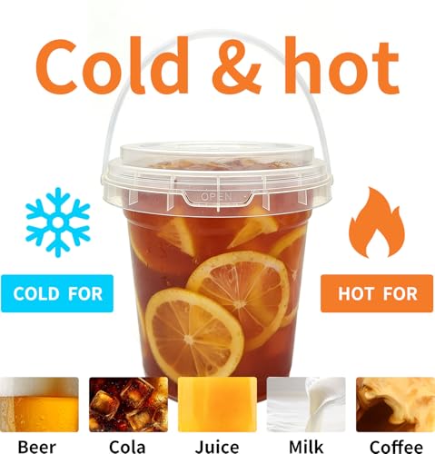 15-Pack 34oz Plastic Cups with Lids & Straws - Disposable Buckets for Drinks, Summer Parties