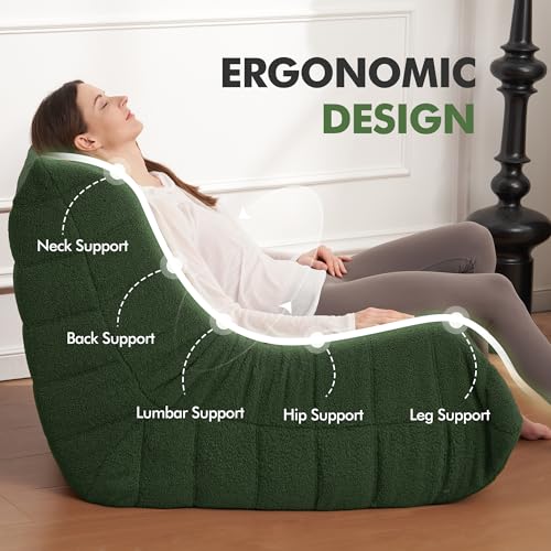 Large Bean Bag Sofa Chair - Comfy Memory Foam Floor Lounger for Adults