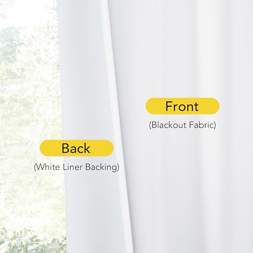 NICETOWN 100% Blackout White Door Blinds for Windows, Thermal Insulated Privacy Door Curtains and Drapes Shade for Sightseeing and Window Covering, W25 x L64 inch Long, 1 Panel