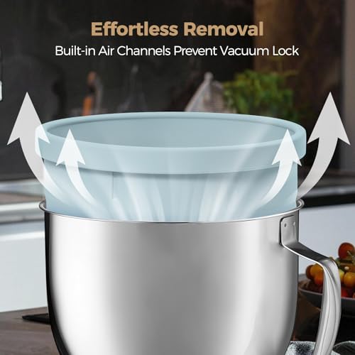 5Qt Silicone Bowl Liners for Tilt-Head Stand Mixers, 3-Pack with Lids
