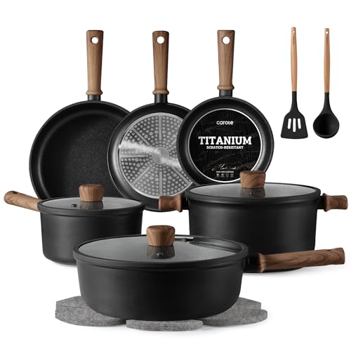 16-Piece Nonstick Cookware Set - Titanium Reinforced Pots and Pans