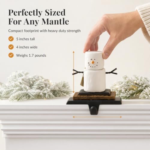Festive Christmas Stocking Holder with S'mores Design - Resin Decor for Mantel or Tabletop