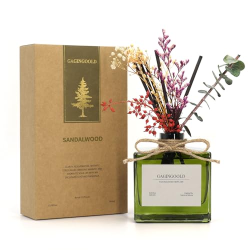 Sandalwood Reed Diffuser Set, 6.09 oz Long-Lasting Home Fragrance with Sticks