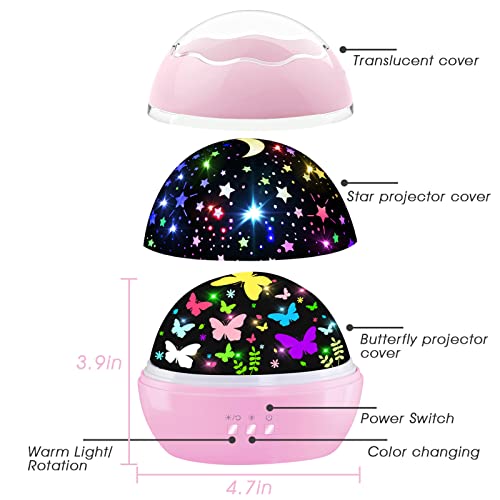 Butterfly and Star Projector Night Light for Kids Bedroom Decor