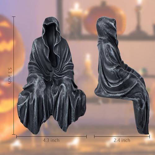 Gothic Black Robe Resin Statue, 5-Inch Creepy Figurine for Home Decor