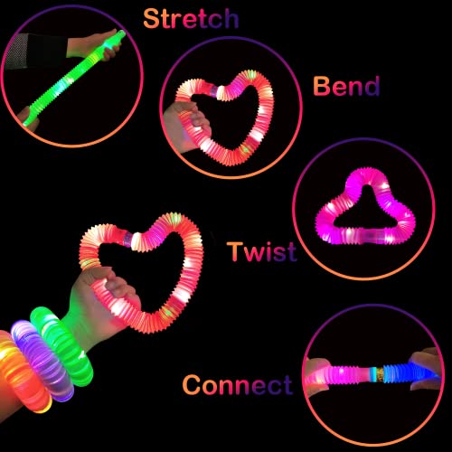 Kannove Light Up Pop Tubes LED Glow Sticks Fidget Toys for Kids