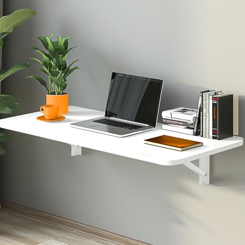 Wall Mounted Folding Table, 40" x 20" Wooden Laundry Folding Desk