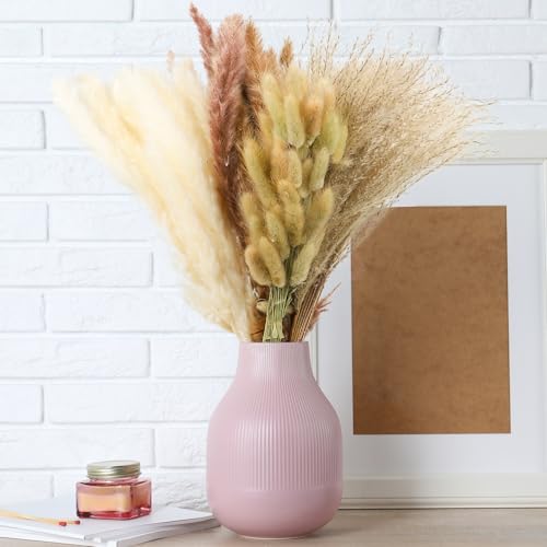 17-Inch Dried Pampas Grass Bouquet - 100pc Boho Floral Decor Set