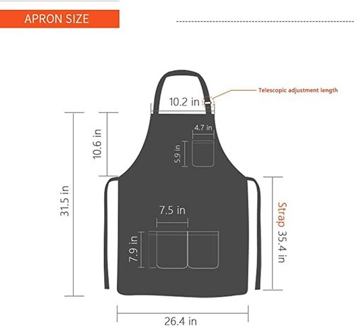 YukaBa Blue Adjustable Denim Jean Kitchen apron with 5 Pockets for Women Men Optimized upgrade(Denim) (Set of 4)