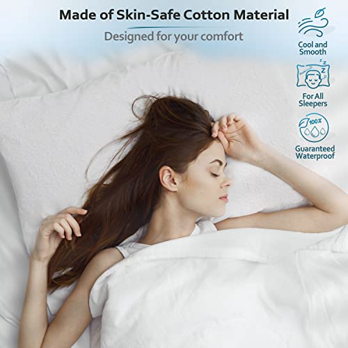 Waterproof Pillow Protectors - Standard Size 20x28 - Soft Cotton Terry Set of 2
