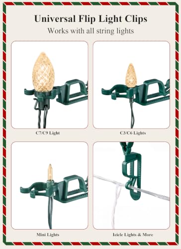 Brightown Green Christmas Light Clips 400 Pack for C7 C9 Gutter & Shingle Mounting - Upgraded