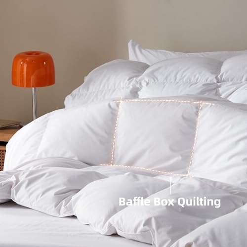 Organic Cotton Goose Down Comforter - All-Season Queen Duvet Insert