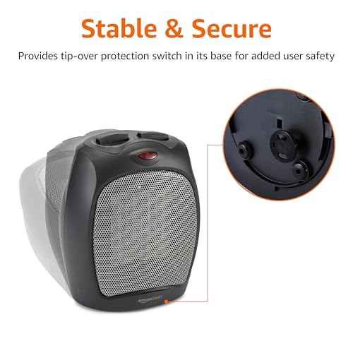 Ceramic Space Heater 1500W Portable Indoor Heating with Thermostat Black
