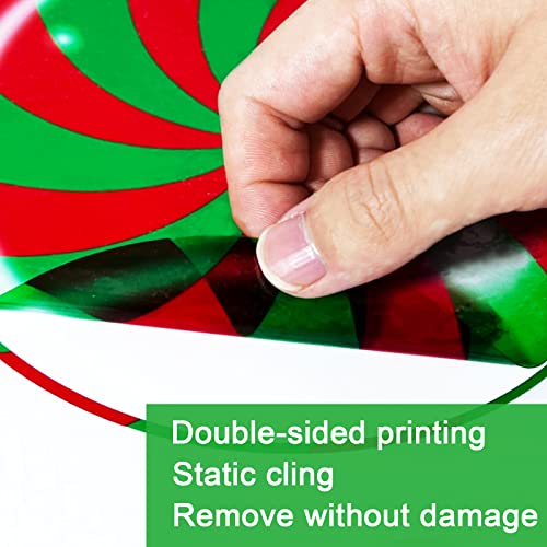 40PCS Christmas Candy Window Clings for Holiday Decor - Reusable Peppermint Stickers