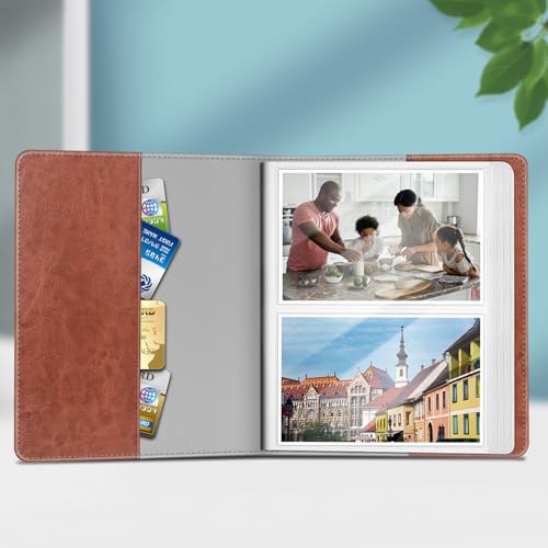 4x6 Photo Album - 112 Pocket Vegan Leather Memory Book, Vintage Brown